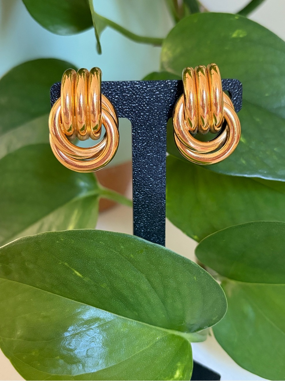 Vintage NAPIER Triple Knot - spring clip earrings